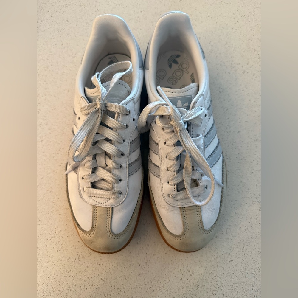 Adidas Samba White and Blue Sneakers